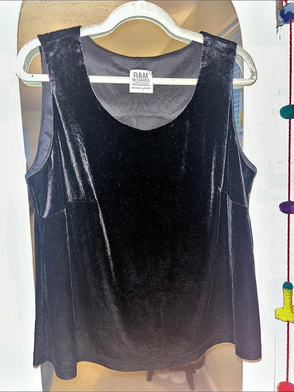 R&M Richards Velvet Tank Top in Black Like New